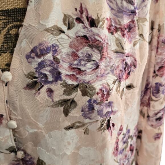Joie Victorian Floral Print Long Sleeve Burnout Blouse Shirt Size Large New! - Picture 2 of 11